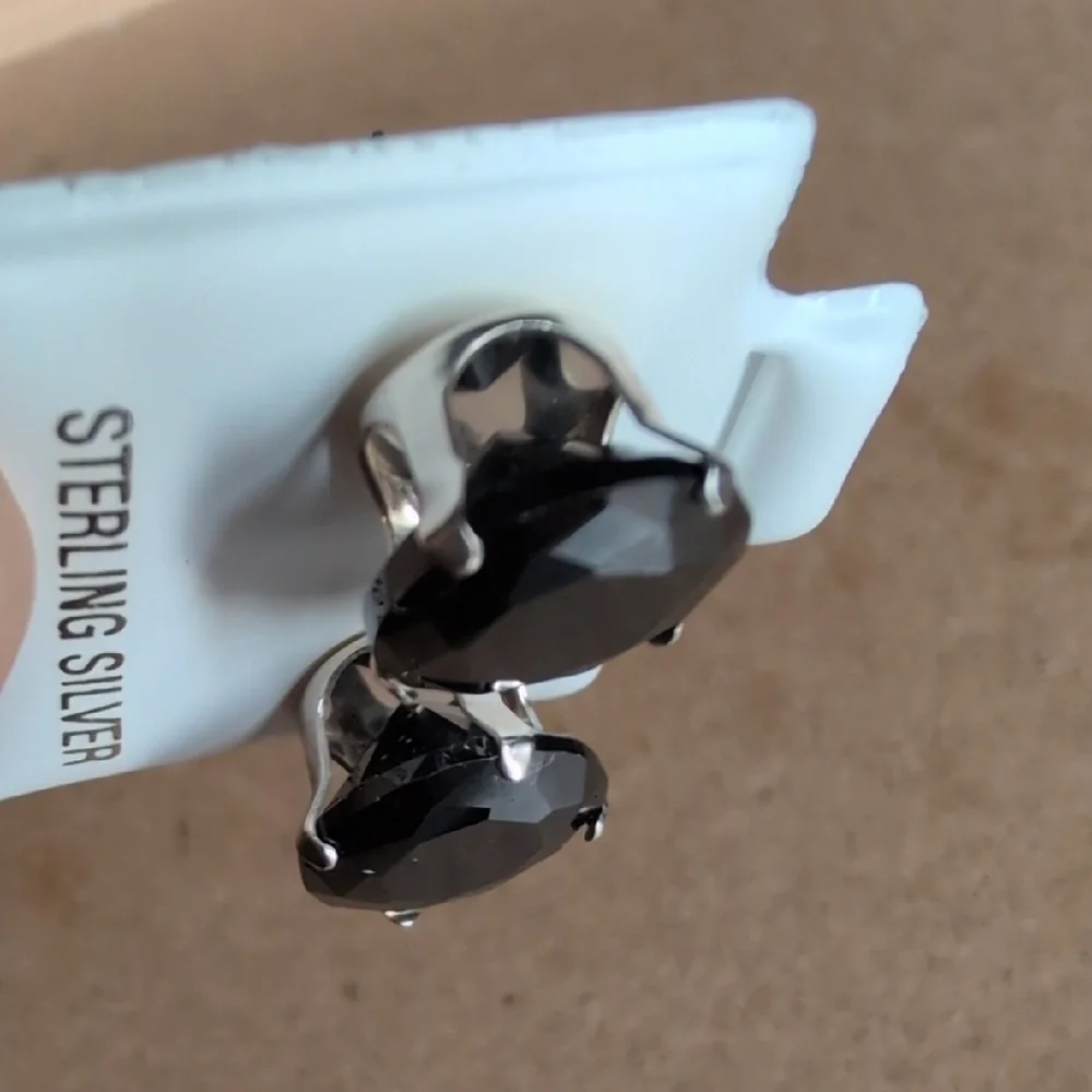 Sterling Silver Black Tourmaline Faceted Round Stud Earrings
